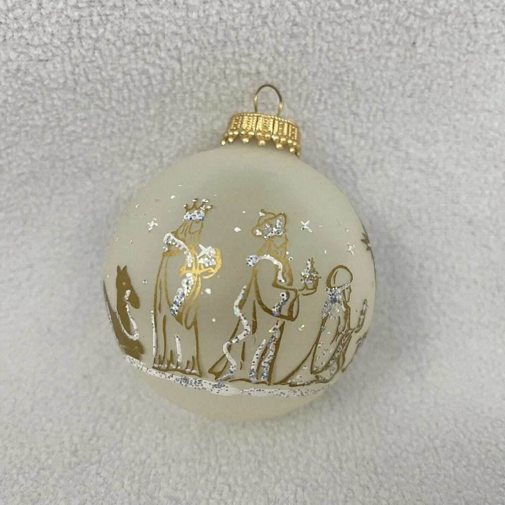 Vintage Glass Christmas Tree Ornament Lot Noel Nativity Teardrop Victorian Style